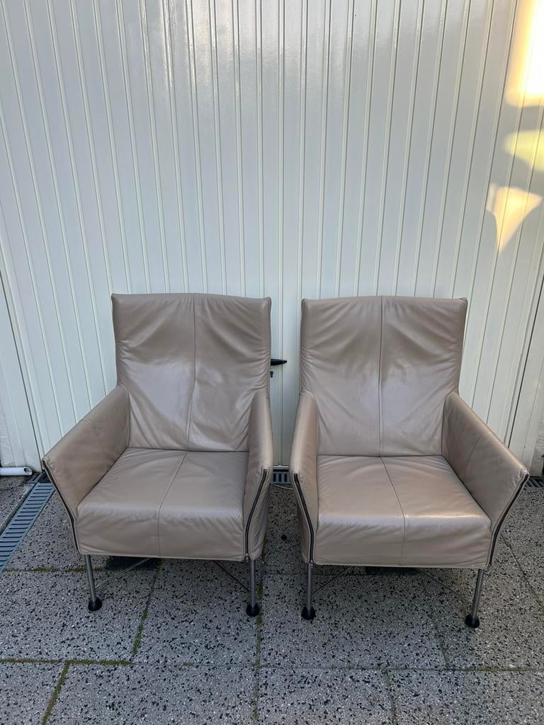 3 IZGS Montis Charly design fauteuil taupe leer, Ophalen of Verzenden, Zo goed als nieuw, Nvt, Nvt