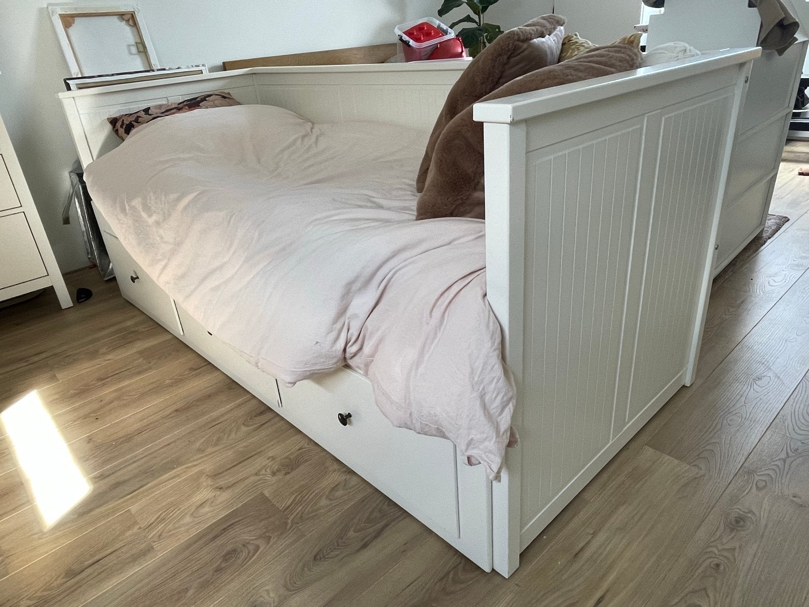IKEA Hemnes Bedbank met 3 lades - 80x200 cm, Ophalen, Gebruikt, Wit, Tweepersoons