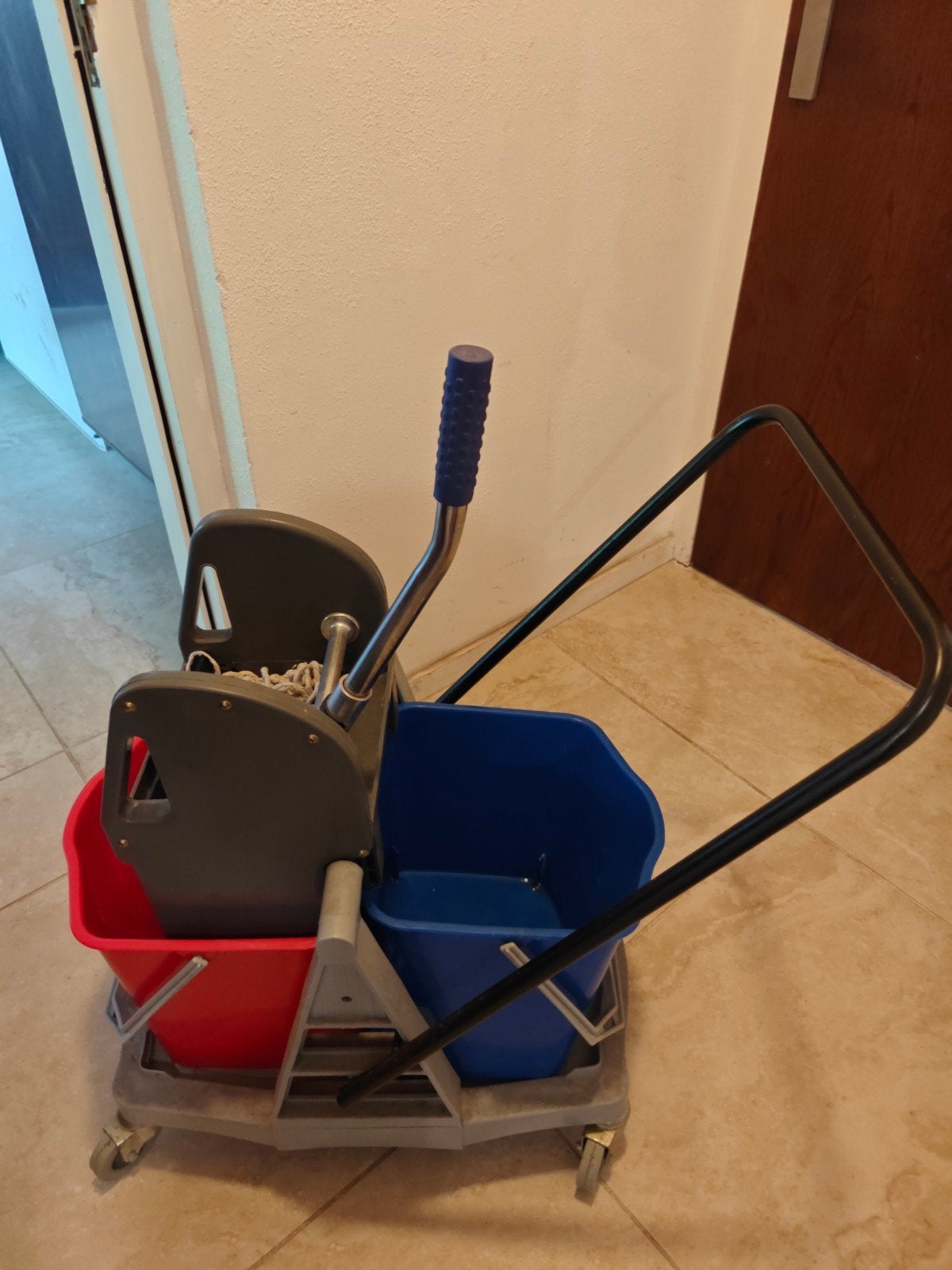 Professionele Schoonmaakkar met Dubbele Emmer, Ophalen, Dweilemmer, -bak, of -wagen