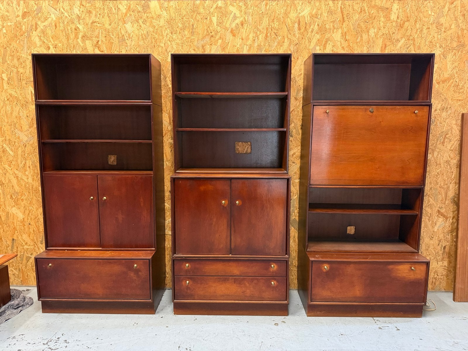 Formule Vintage Teak Wandmeubel Set -Drie Delen Deens Design, Ophalen, Gebruikt