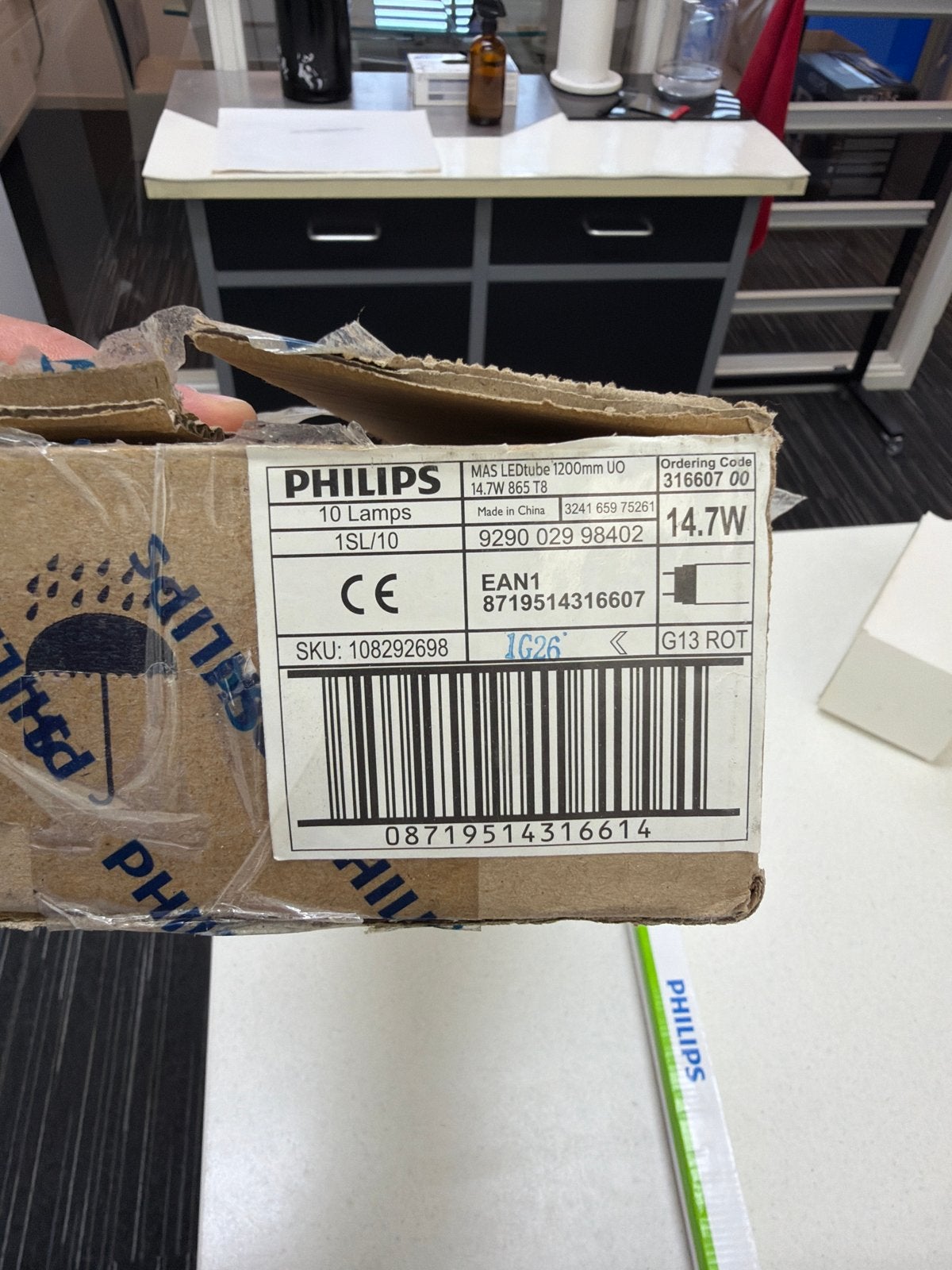 5x Philips MASTER LEDtube 1200mm UO 14.7W 865 T8 G13, G13 (TL), Nieuw, Daglicht, Philips