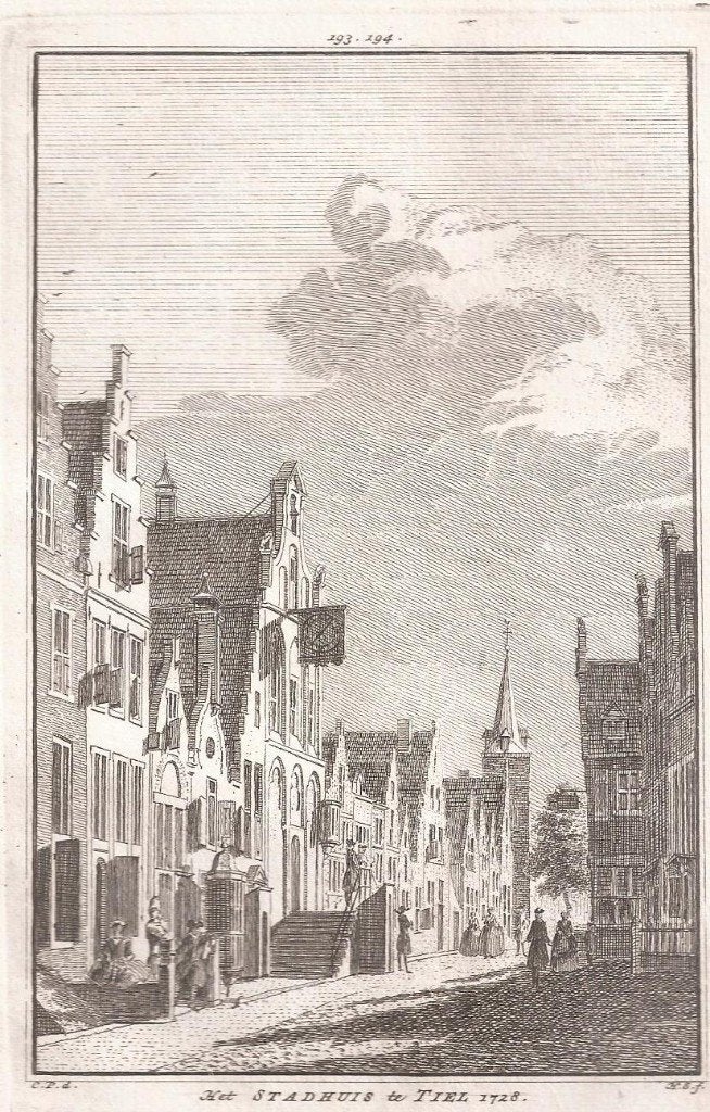 Tiel. Het Stadhuis te Tiel 1728 kopergravure