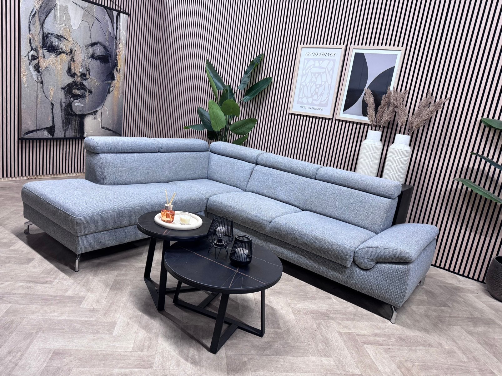 ZGAN Montel Urban Hoekbank - Grijs - 265 x 210, 250 tot 300 cm, -, -, Hoekbank