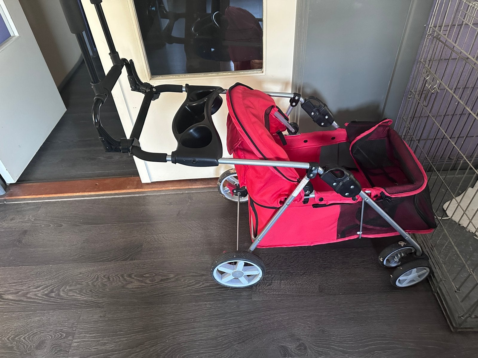 Honden buggy rood inklapbaar hondenbuggy, Dieren en Toebehoren, Ophalen, Zo goed als nieuw