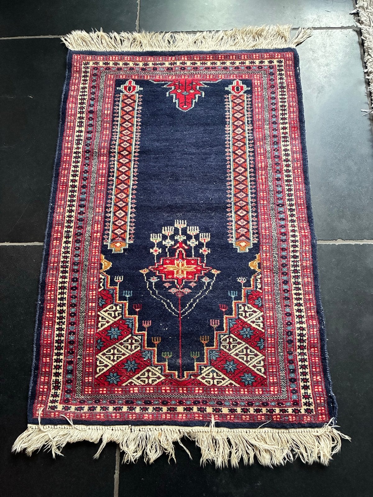 Prachtig handgeknoopt Perzisch tapijt - Blauw/Rood, Ophalen, Gebruikt, 50 tot 100 cm, Blauw