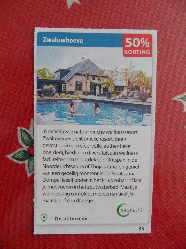 Zwaluwhoeve kortingsbon, Tickets en Kaartjes, Twee personen, Kortingsbon, Spa of Sauna