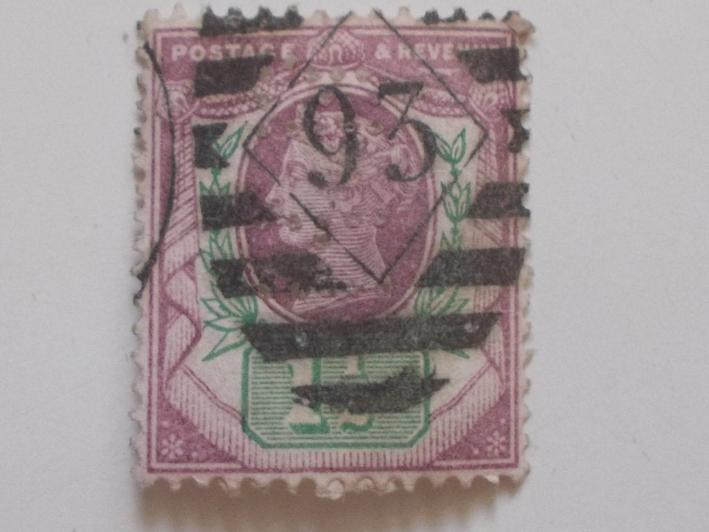 UK, Postzegel 1 1/2 Pence Met Perfin Queen Victoria 1887., Ophalen, Gestempeld