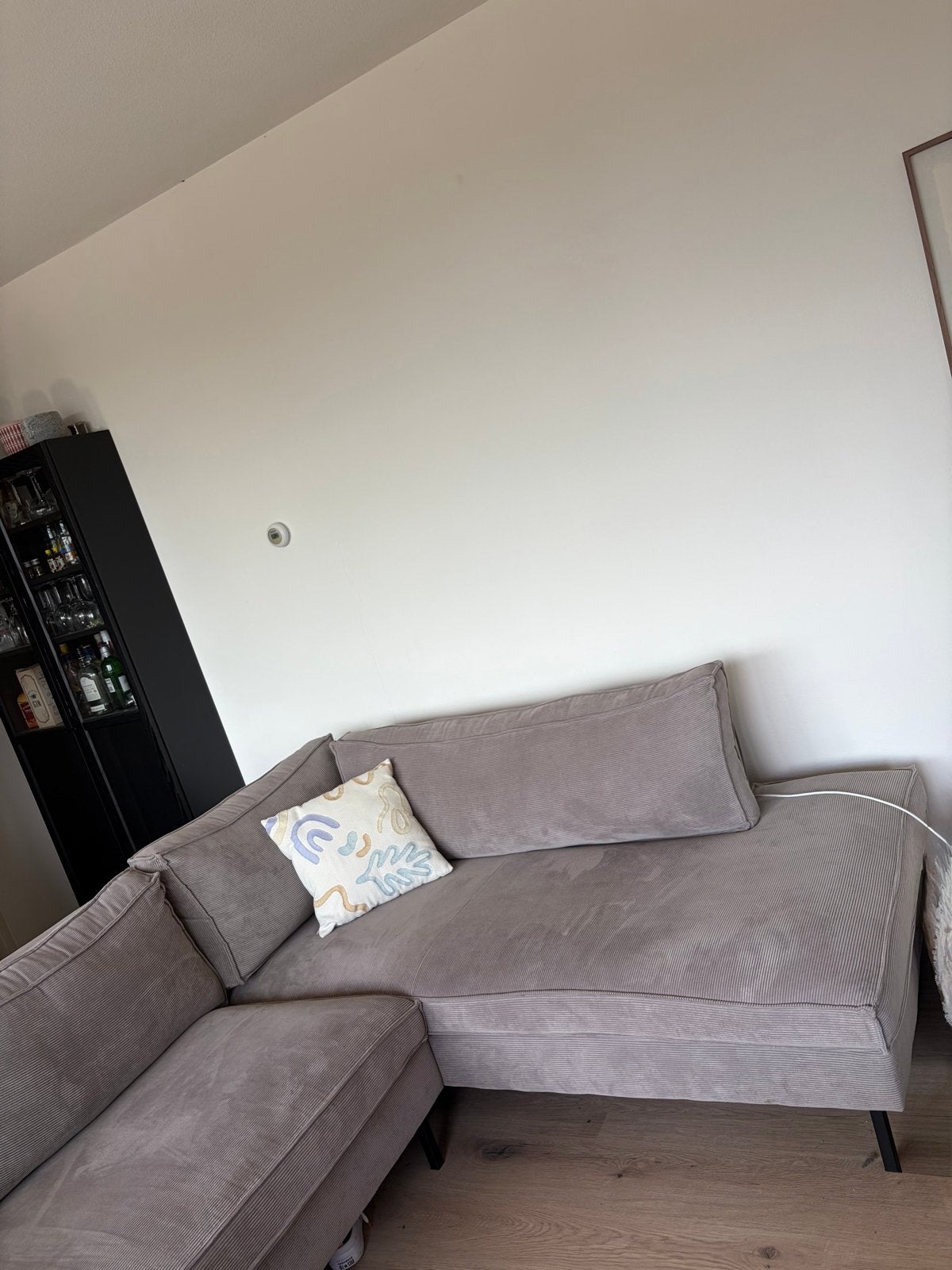 Grijze ribstoffen bank - Leenbakker - Rook/diervrij huis, Huis en Inrichting, Ophalen, 250 tot 300 cm, Hoekbank, 75 tot 100 cm
