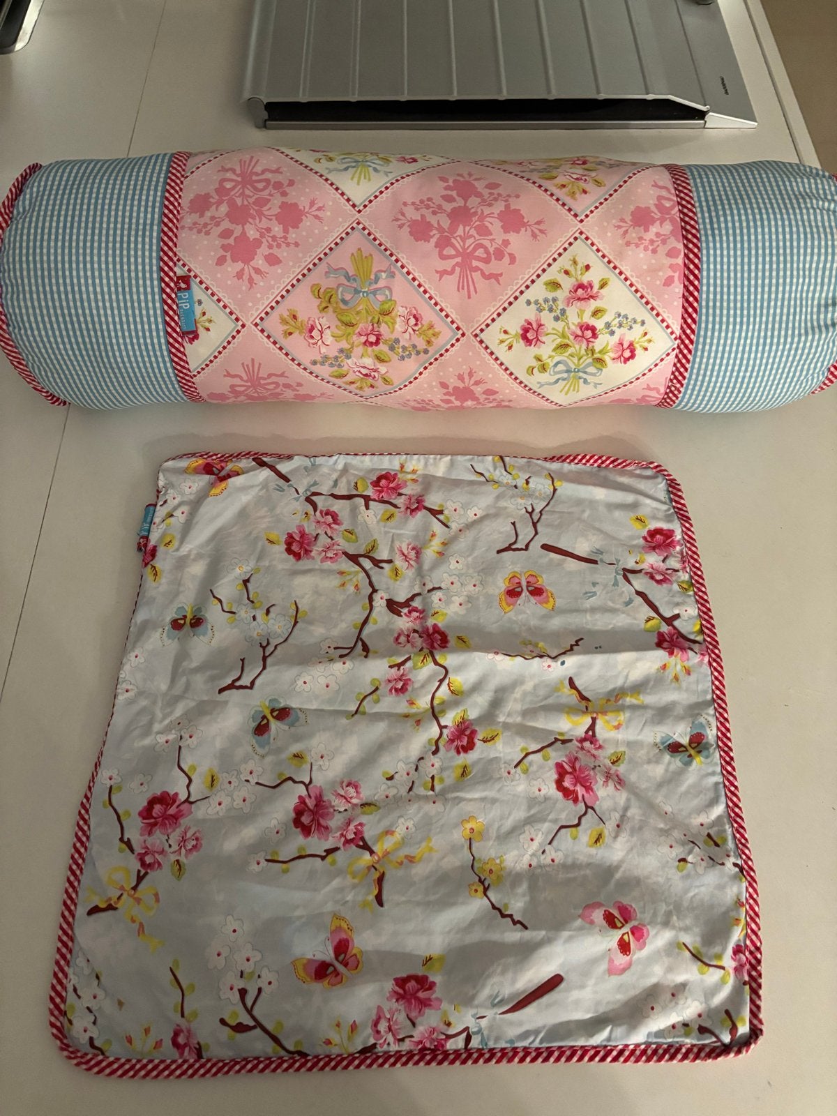 Pip Studio rolkussen en kussenhoes met bloemenprint, Meerkleurig, Ophalen of Verzenden, Zo goed als nieuw, Rolkussen