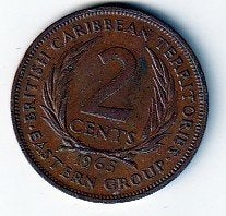 2  cent  1965  East Carribian Territoris. km. 3 ( 0,60 ), Ophalen of Verzenden, Noord-Amerika, Losse munt