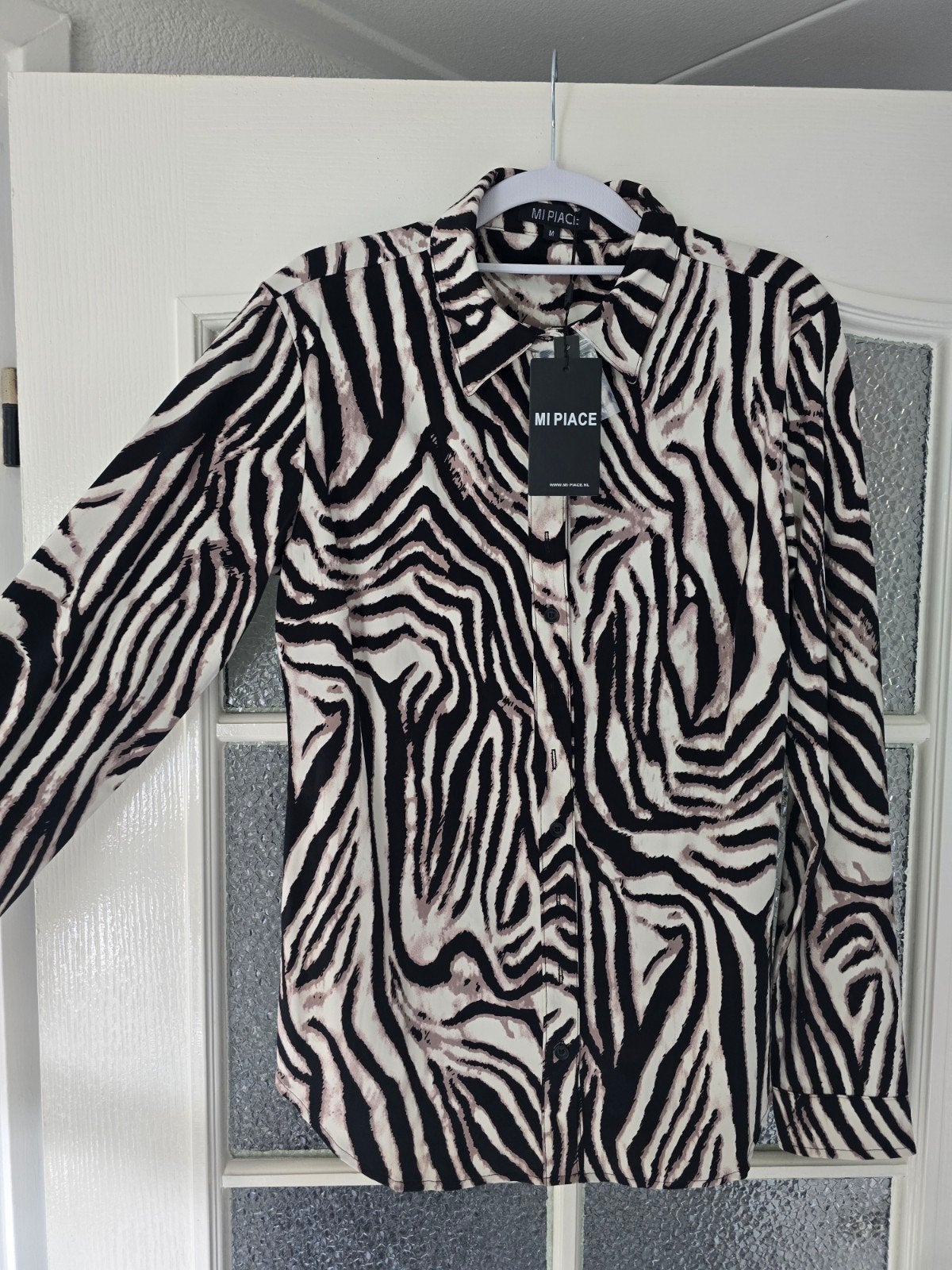 mi piace blouse zwart wit taupe M travel nieuw, Ophalen of Verzenden, Nieuw, Zwart