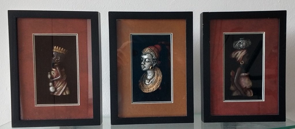 drieluik african woman, volgnr 25, Minder dan 50 cm, Gebruikt, Oorspronkelijke maker, Ophalen of Verzenden