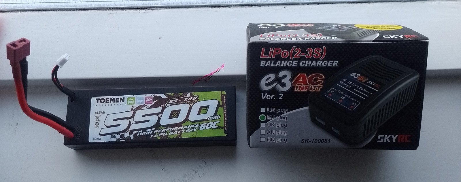 Toemen LiPo Accu 5500mAh met SkyRC e3AC Lader, Elektro, Verzenden, Zo goed als nieuw, Onderdeel