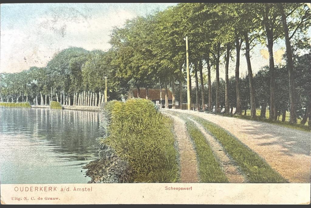 Ouderkerk aan de Amstel, Scheepswerf, Verzamelen, Ansichtkaarten | Nederland, Verzenden, Voor 1920, Gelopen, Noord-Holland