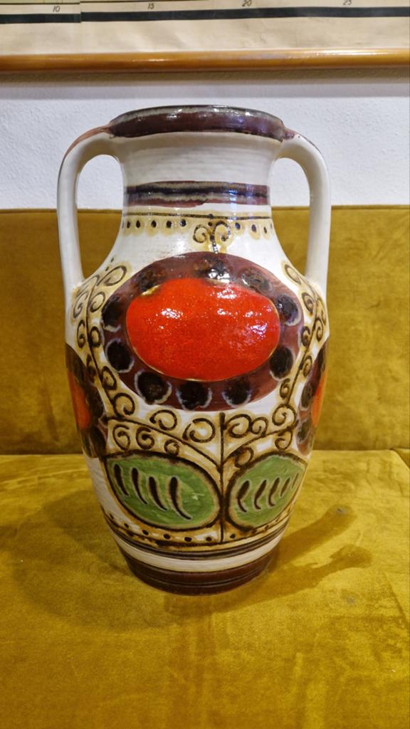 Dumler & Breiden vaas crème rood groen, Ophalen of Verzenden
