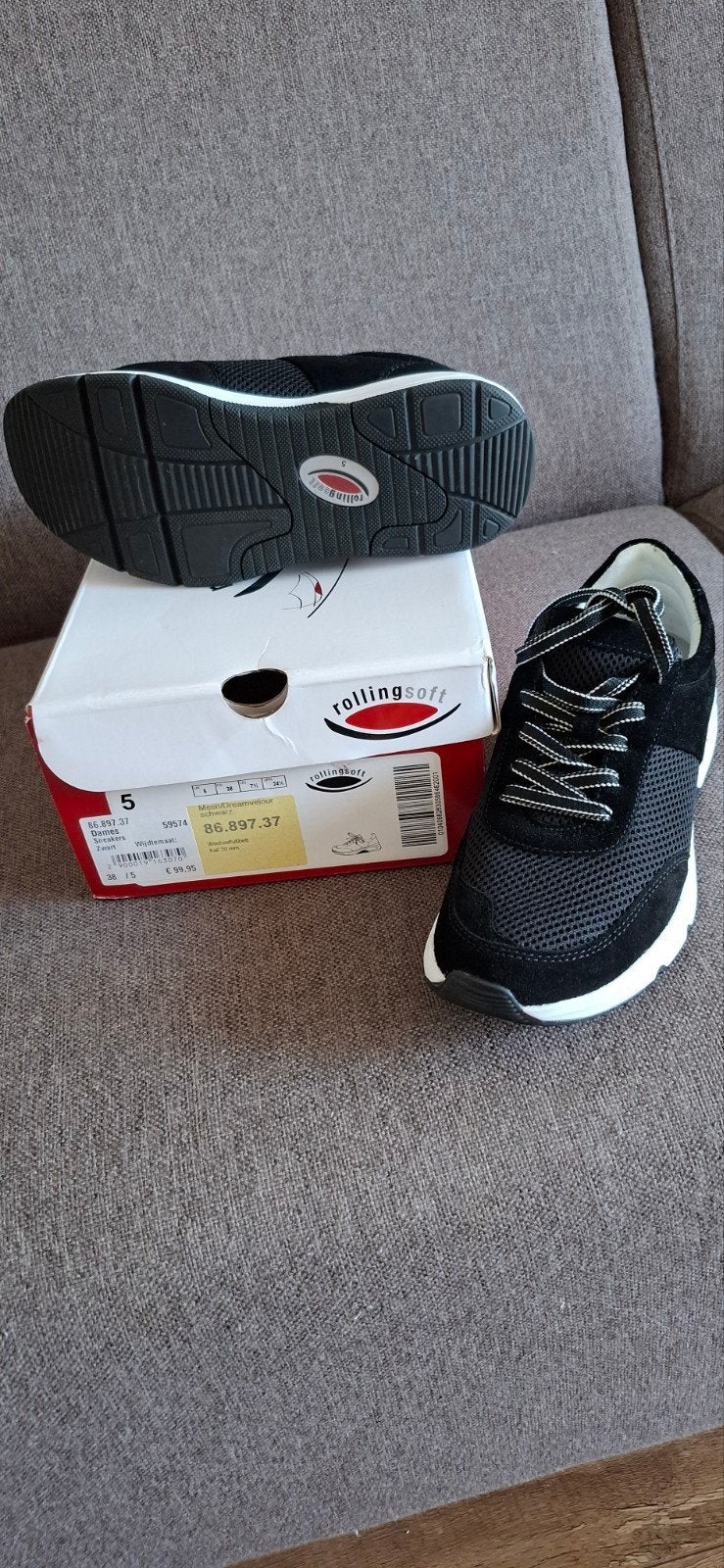 Rollingsoft Dames Sneakers Zwart - Maat 38, Zwart, Gabor rollingsoft, Ophalen of Verzenden, Sneakers of Gympen