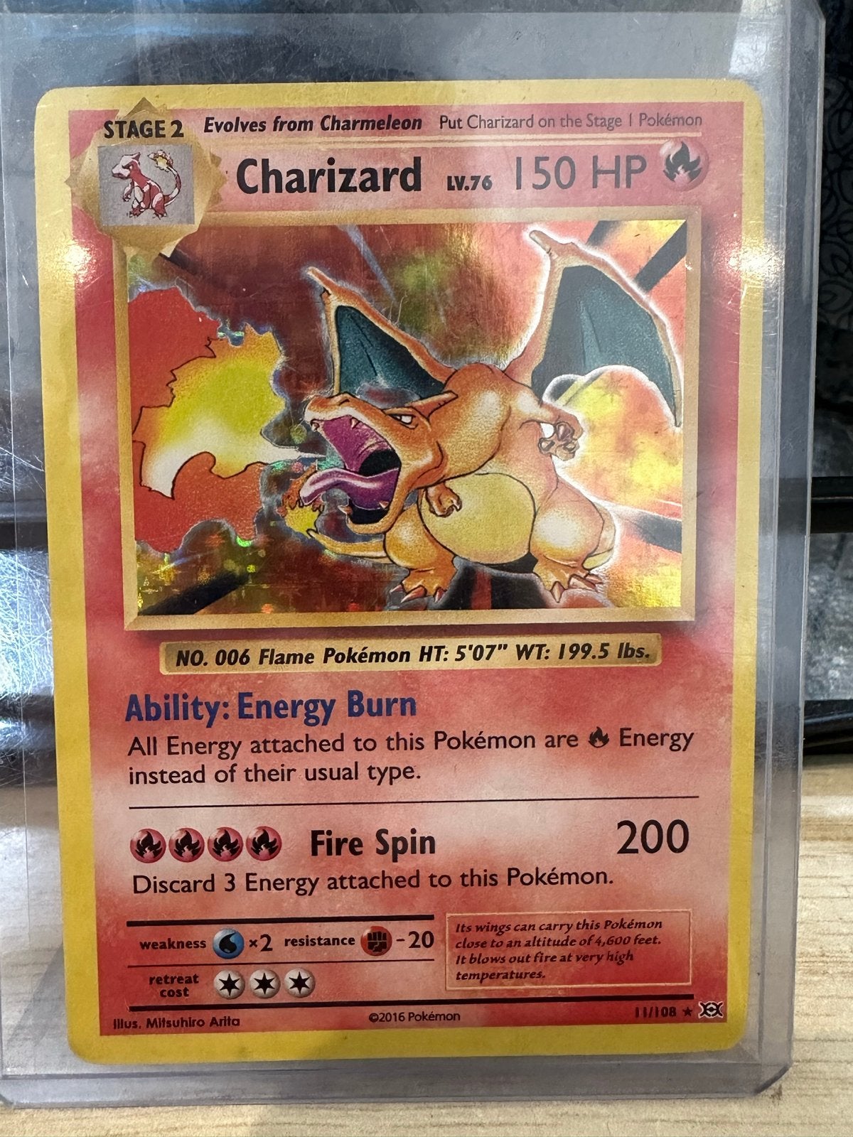 Charizard Pokémon kaart 11/108 XY Evolutions Holo, Hobby en Vrije tijd, Ophalen of Verzenden, Zo goed als nieuw, Losse kaart, Foil