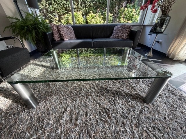 Mooie salontafel 85 x 135 met rvs poten, Huis en Inrichting, Ophalen, 100 tot 150 cm, 50 tot 100 cm, Zo goed als nieuw