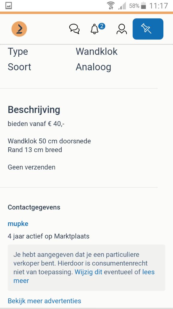 Wandklok, Ophalen, Gebruikt, Analoog, Wandklok