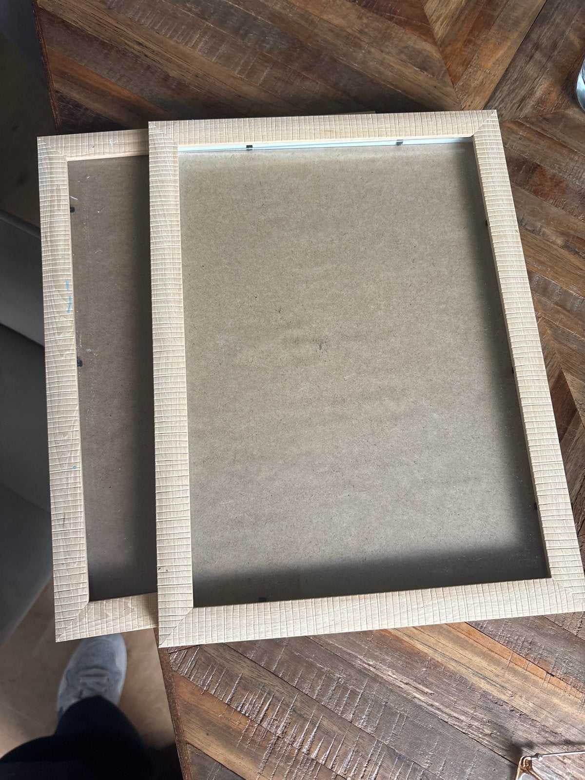 2 Wissellijsten A4 Hout met Glas, Ophalen, Gebruikt, Beige, Fotolijst