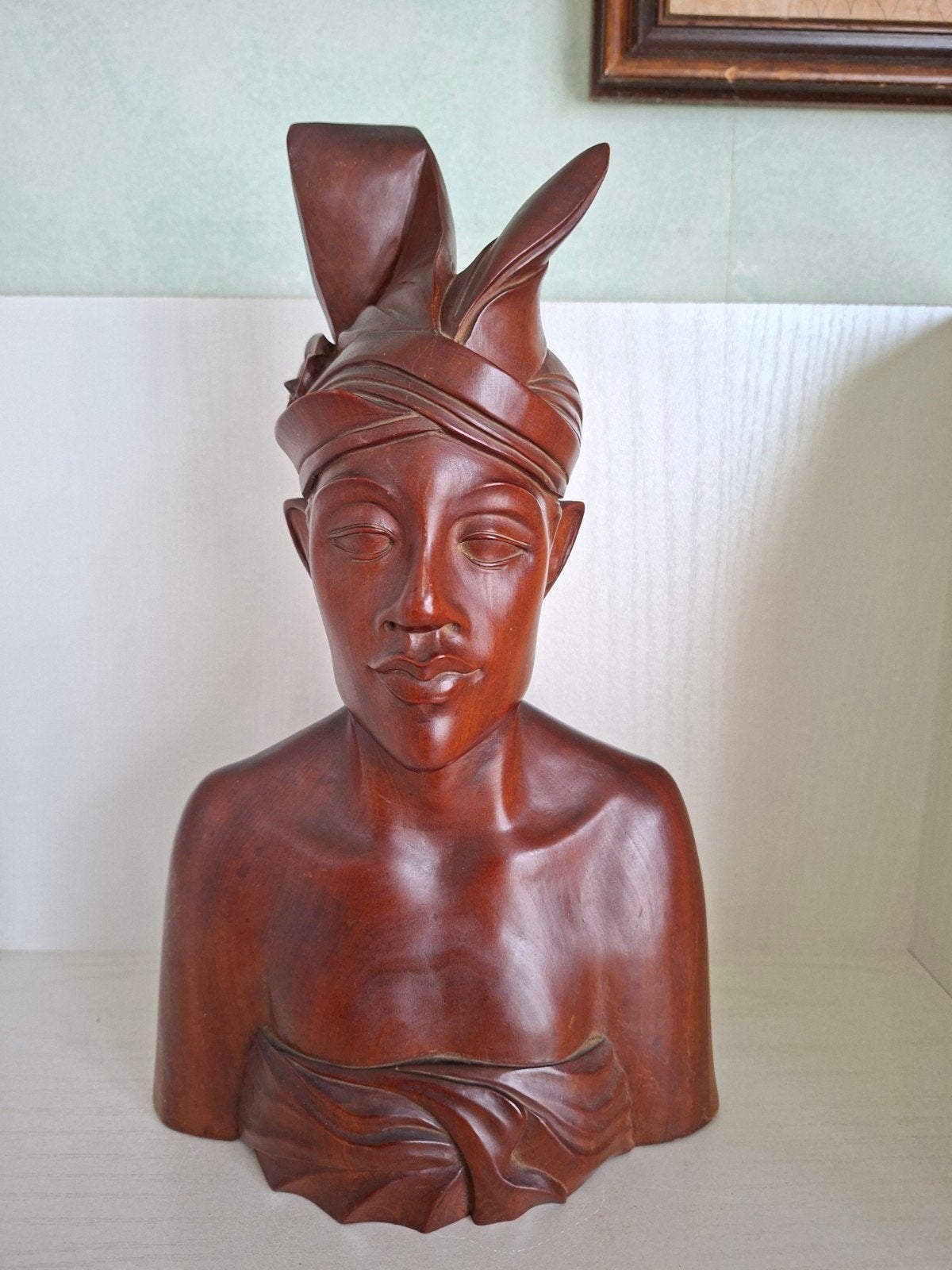 Prachtige buste van Balinese jongeman/houtsnijwerk/jaren '50, Antiek en Kunst, Ophalen of Verzenden