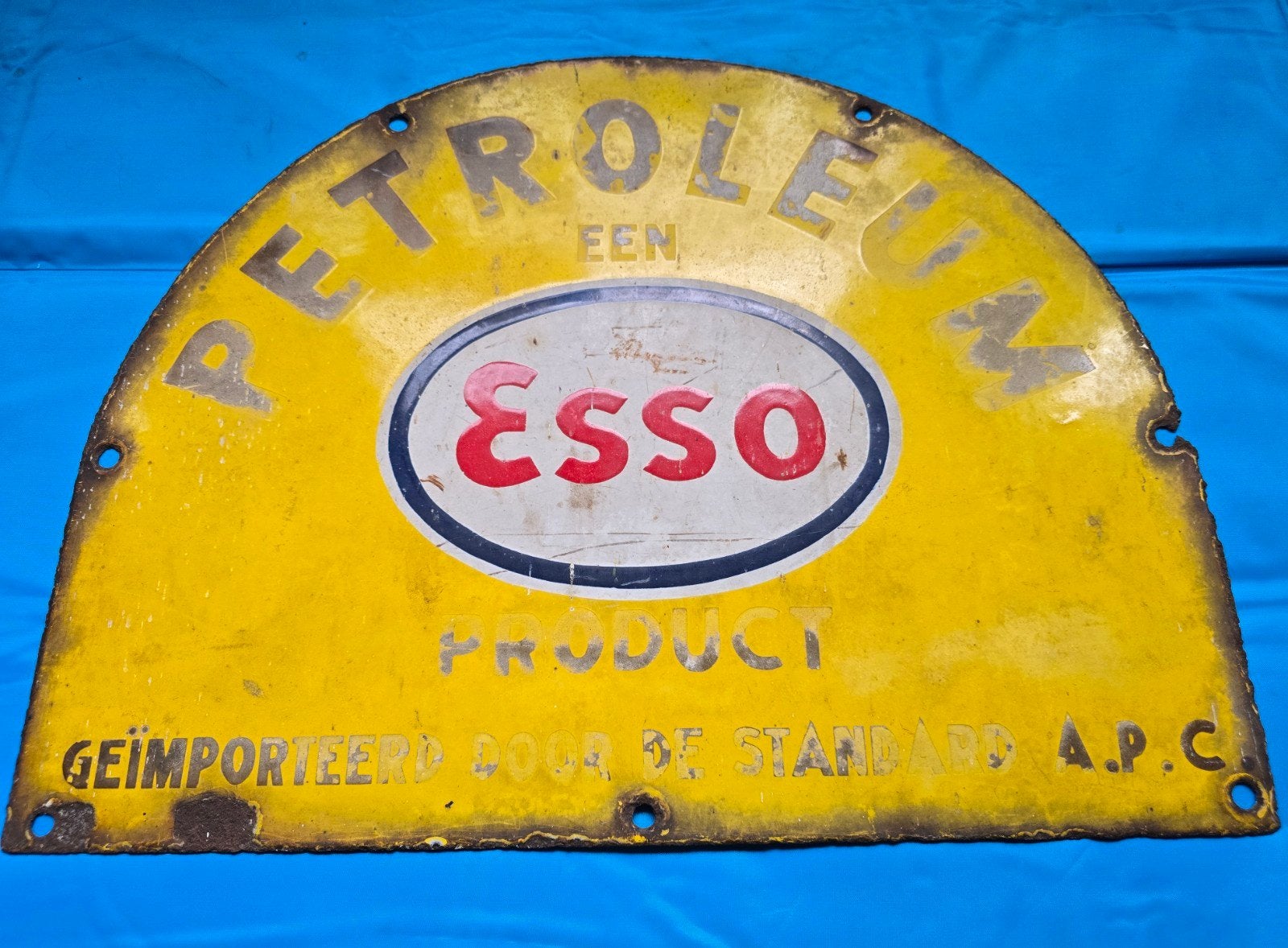 Vintage Esso emaille bord, Ophalen of Verzenden, Gebruikt, Reclamebord