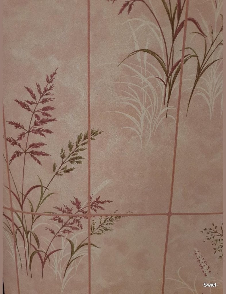 13983 roze vintage behang met siergras tegellook 80s swiet, Ophalen of Verzenden, Wit