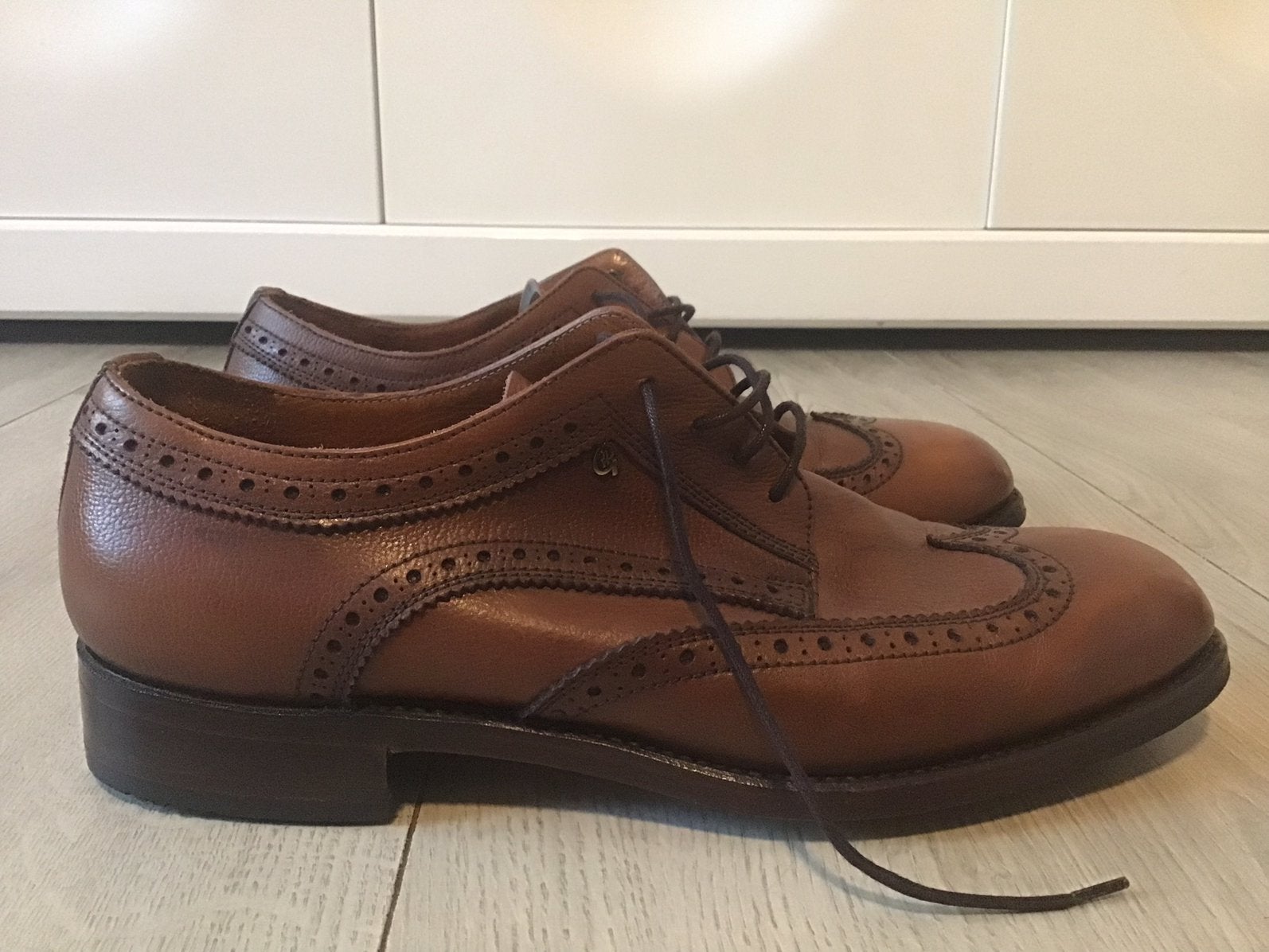 Z.g.a.n. exclusieve Greve brogue veterschoenen maat 43, Z.g.a.n exclusieve Greve kalfsleren veterschoenen maat 43, Bruin, Ophalen of Verzenden