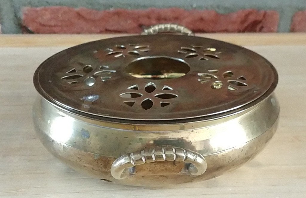 vintage massief messing thee warmer, volgnr 35, Ophalen of Verzenden