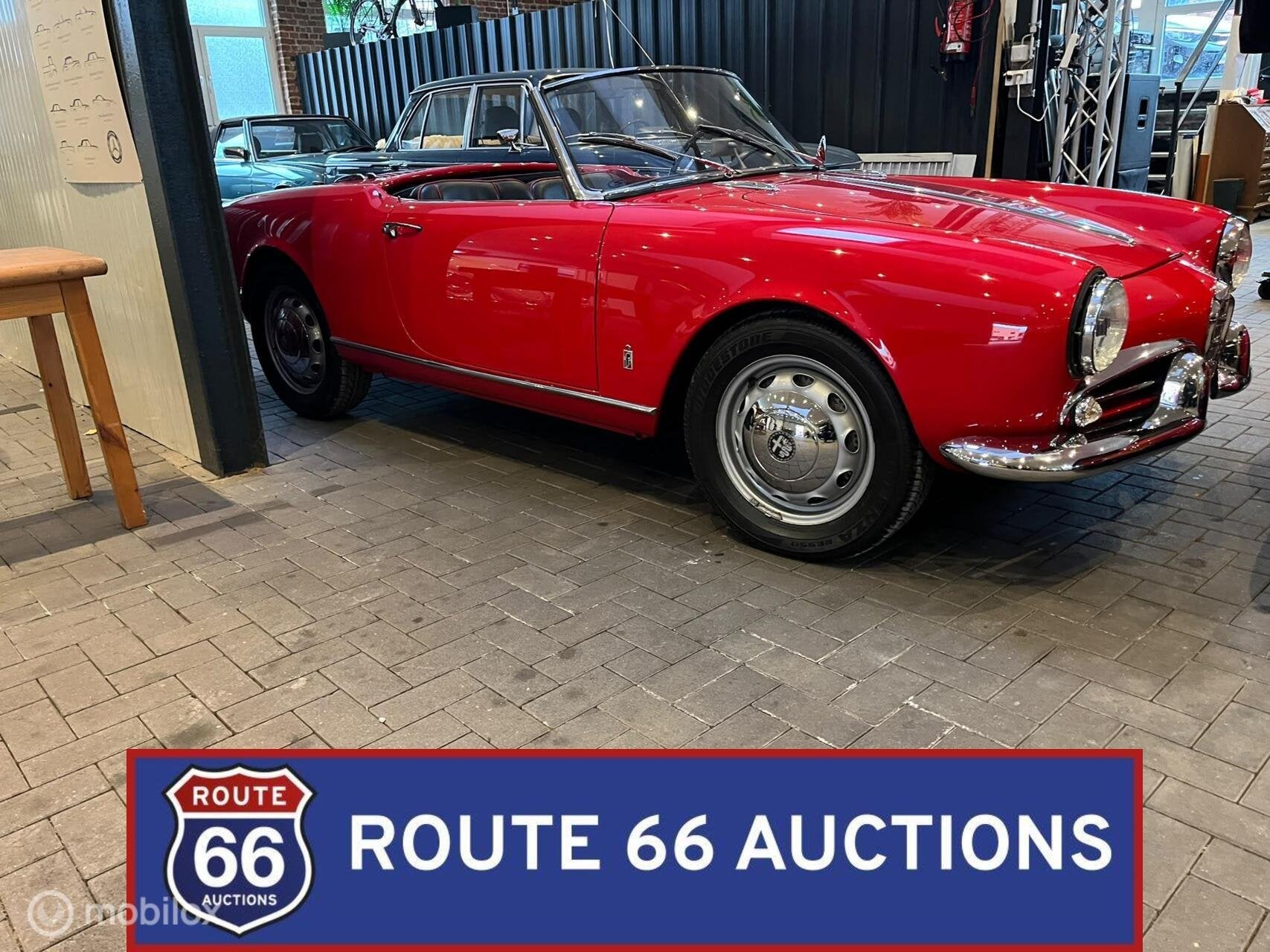 Alfa Romeo Giulietta Spider | 1957 | Route 66 Auctions, Auto's, Overige carrosserieën, Zwart, Bedrijf, Handgeschakeld