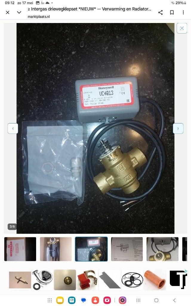 220 volt 2wegklep intergas, 30 tot 80 cm, Cv-ketel of Combi-ketel, Nieuw, Minder dan 60 cm