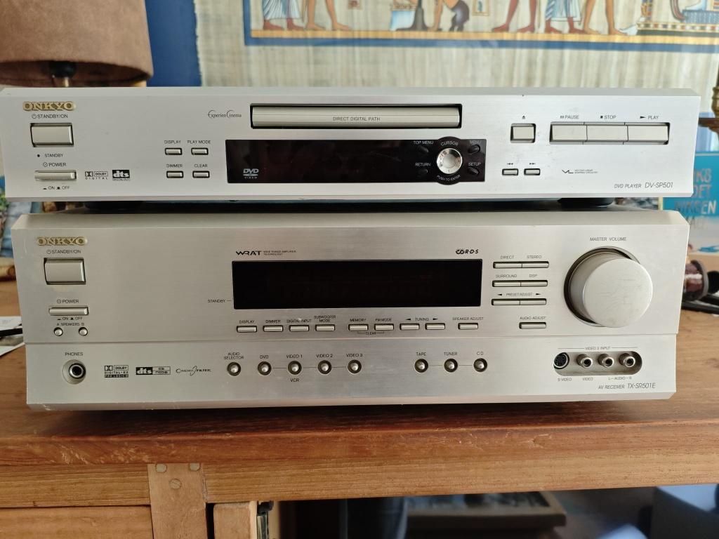 Onkyo av reciever TX-SR501E met DVD speler DV-SP501, Ophalen, Gebruikt, 120 watt of meer, Onkyo