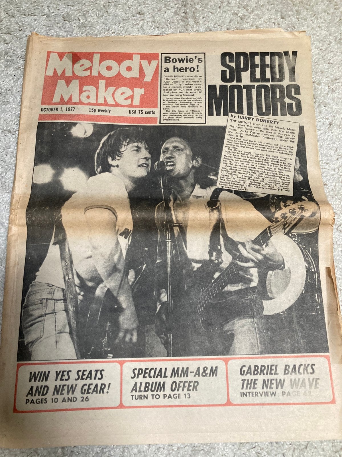 MELODY MAKER 1977 PETER GABRIEL Smokey Robinson BOOMTOWN RAT, Ophalen of Verzenden, Gelezen, Muziek, Film of Tv