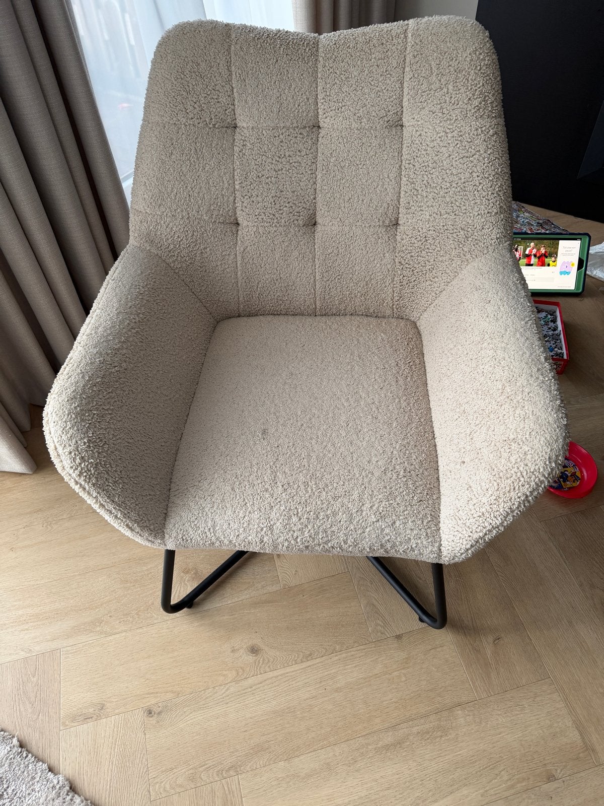 Comfortabele Teddy Fauteuil - Crème Wit, Ophalen, Wit, Zo goed als nieuw, Metaal