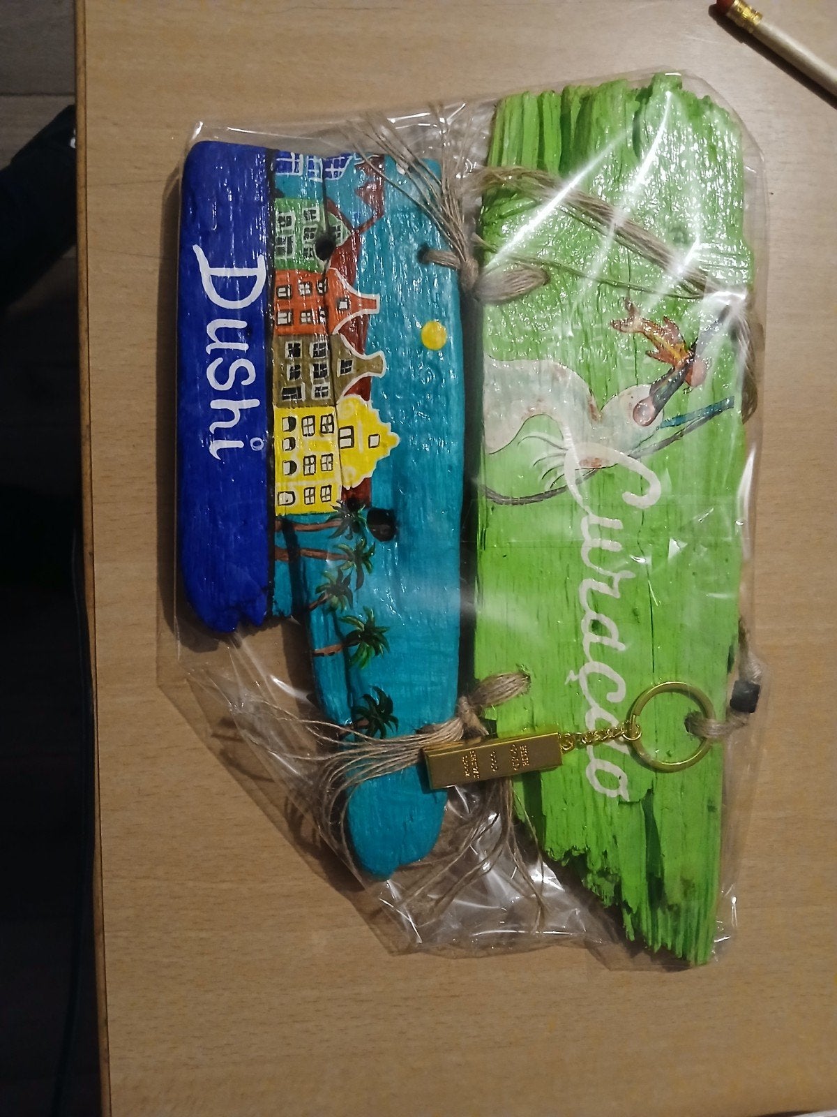 Curaçao Drijfhout Souvenir - Handgeschilderd Aandenken, Ophalen of Verzenden