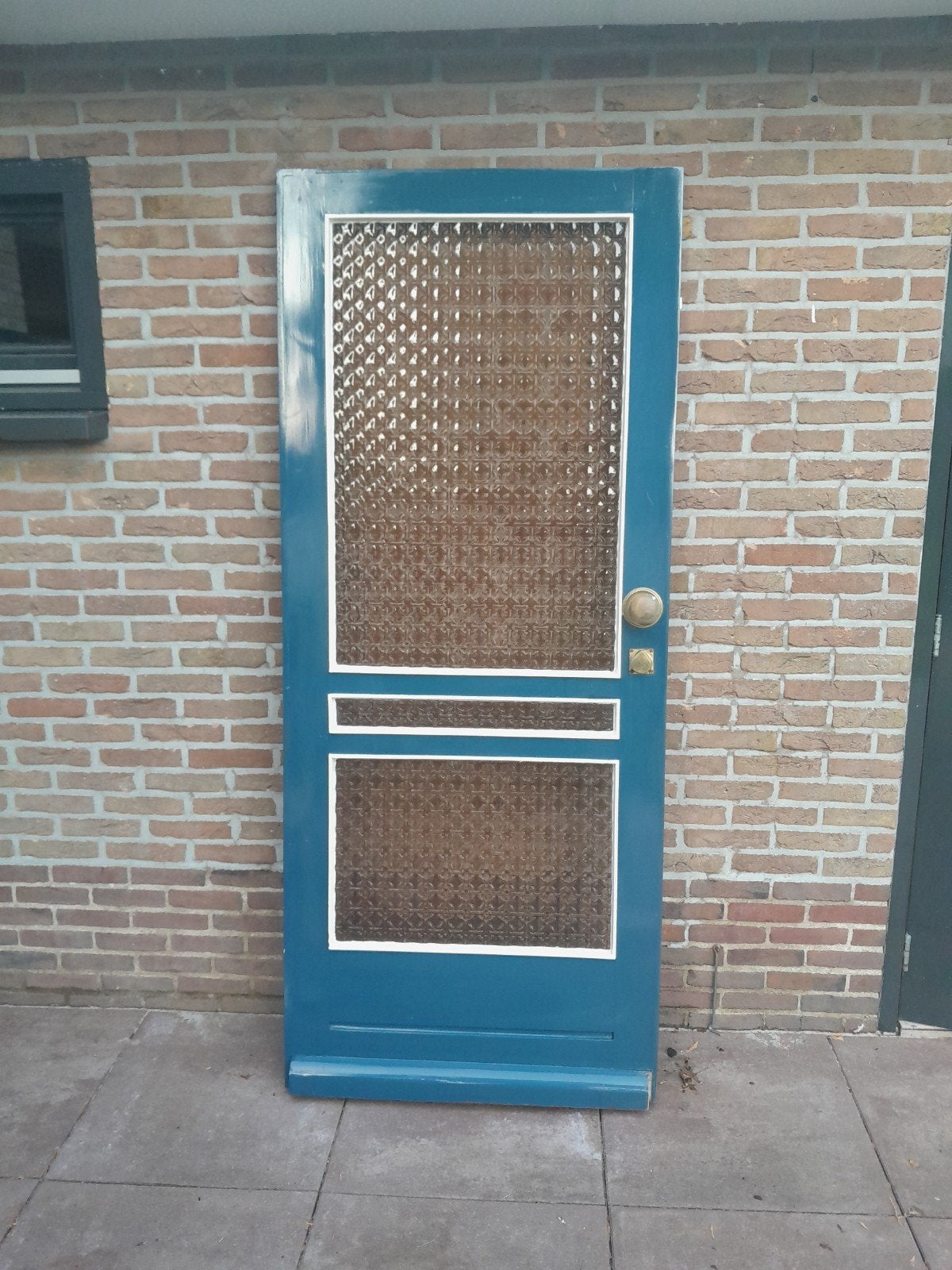 Hardhouten voordeur met sierdeel en brievenbusklep, Ophalen, Buitendeur, 200 tot 215 cm