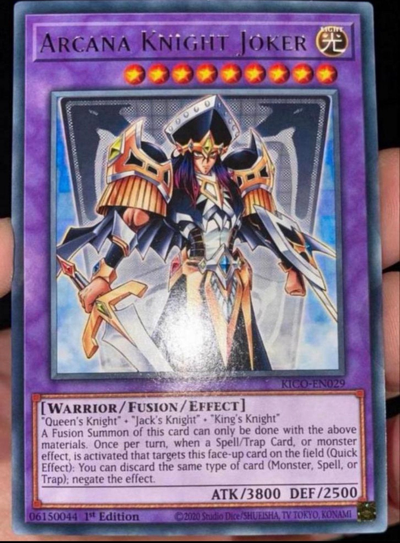 Yu-Gi-Oh! Arcana Knight Joker KICO 1st Edition !, Ophalen of Verzenden, Zo goed als nieuw, Losse kaart