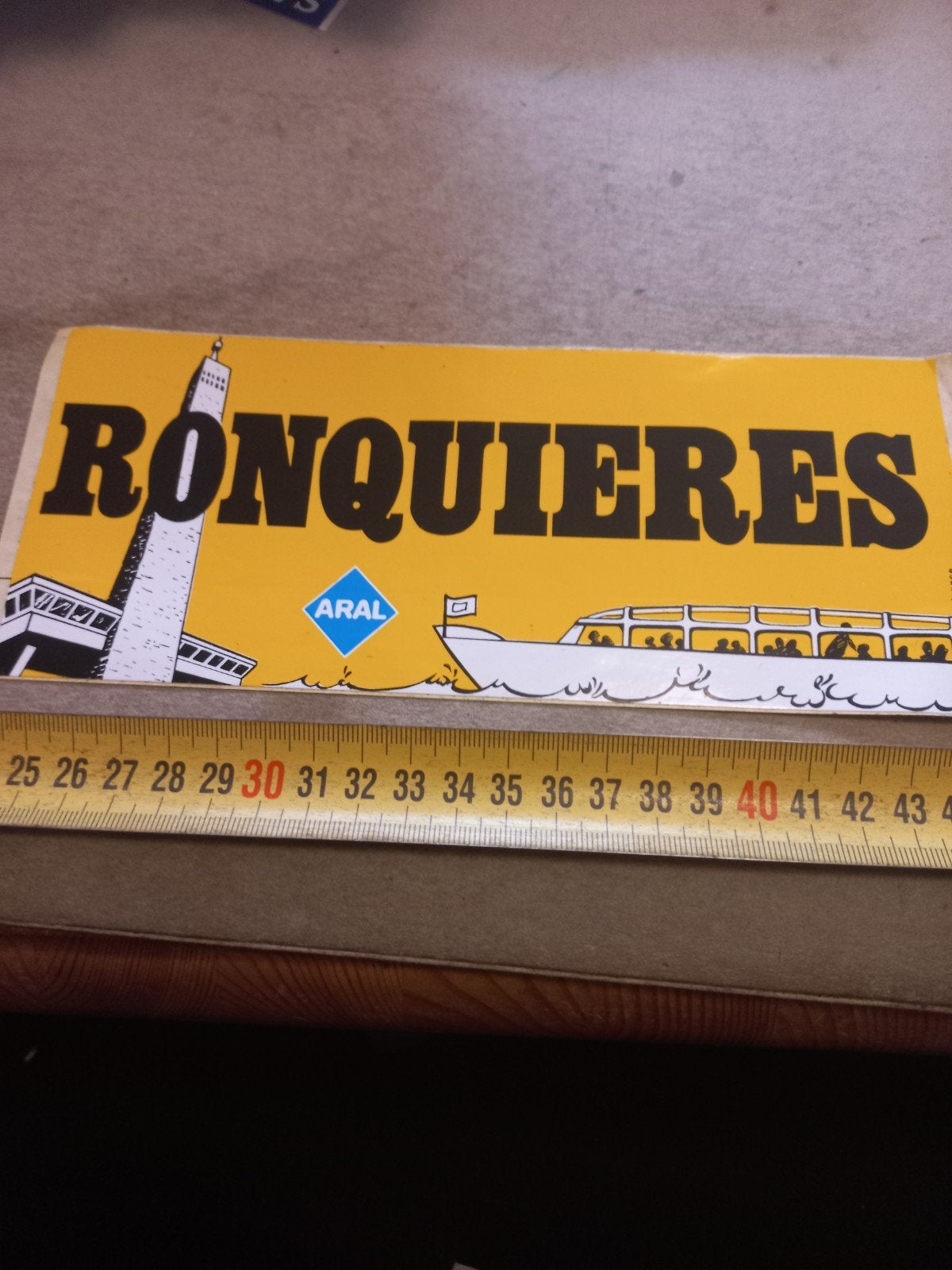 Vintage Ronquieres Aral Reclamebord/Sticker, Ophalen of Verzenden