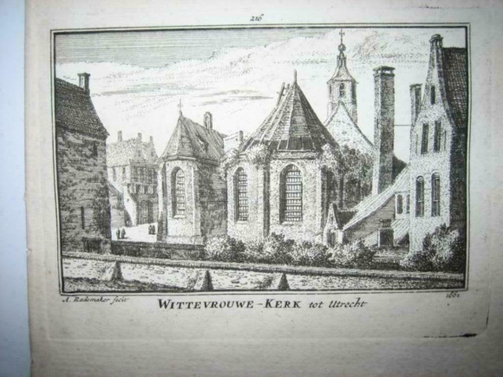 216 / Utrecht Wittevrouwen Kerk Kopergravure 18e eeuw, Ophalen of Verzenden
