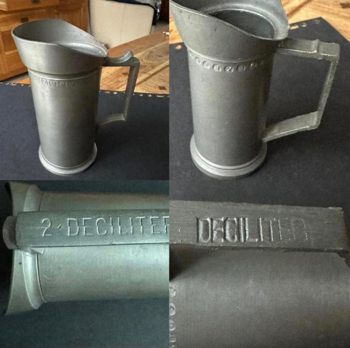 2 xTinnen maat bekers 1 en 2 Deciliter, Ophalen of Verzenden