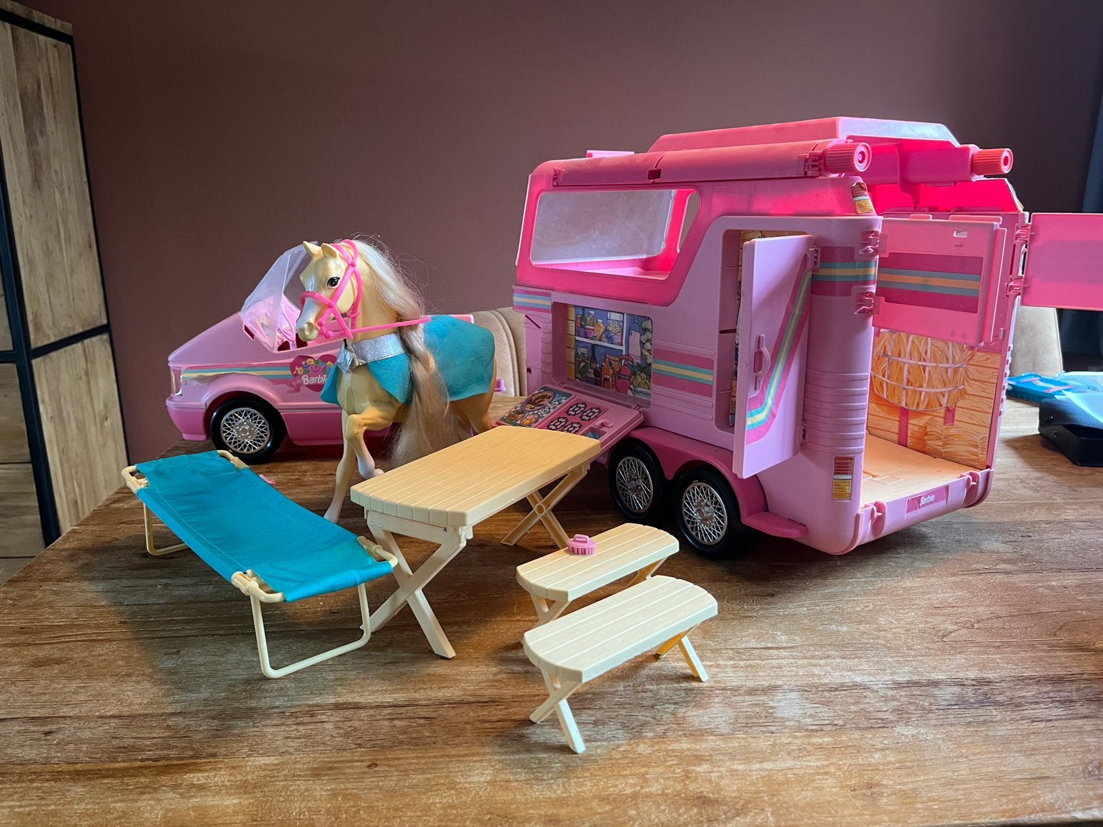 Vintage Barbie Auto & Paardentrailer  & Acc (Mattel, 1993), Ophalen, Gebruikt