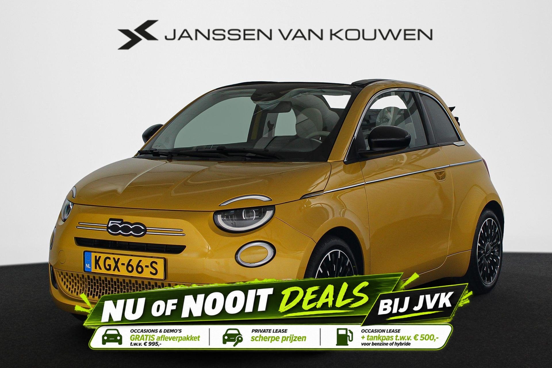 Fiat 500 C 1.0 Hybrid La Prima Cabrio Camera LED Stoelverwar, Euro 6, Cabriolet, 4 stoelen, Handgeschakeld
