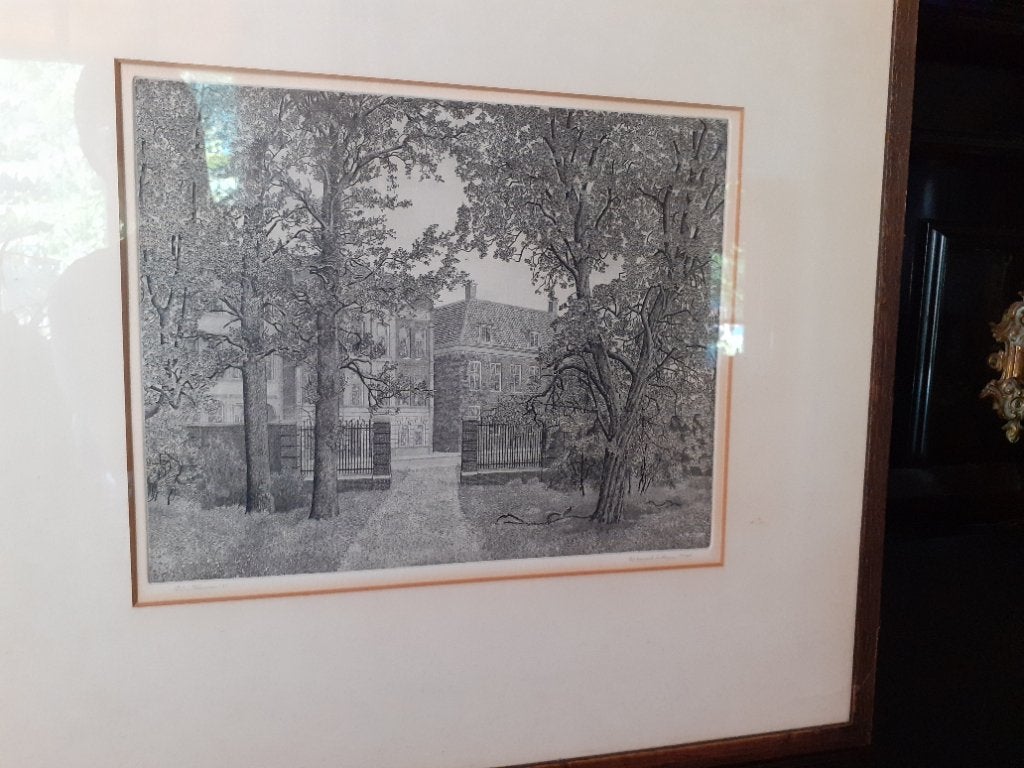 Ets, 49 cm, 53 cm, Landschap, Genummerd