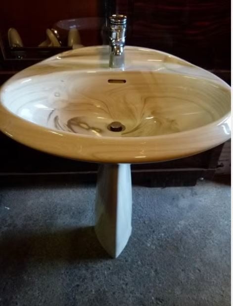 vintage lavabo wastafel op voet Ideal Stand 70er stukprijs, Ophalen, Zo goed als nieuw, Steen, Wastafel