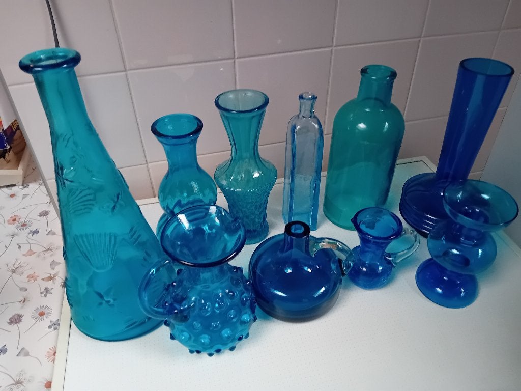 Blauw glas., Ophalen of Verzenden