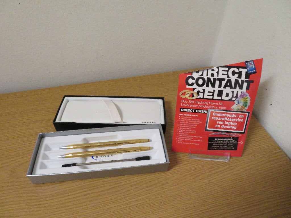 Cross 1/20 18K balpen & vulpotlood set | Pawn Eindhoven, Verzamelen, Pennenverzamelingen, Ophalen, Pennenset, Gebruikt, Cross