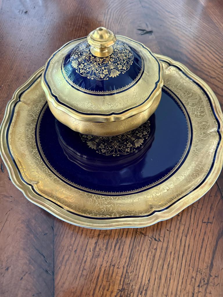 Rosenthal Chippendale Bonbonnière en Schaal - Blauw/Goud, Ophalen of Verzenden