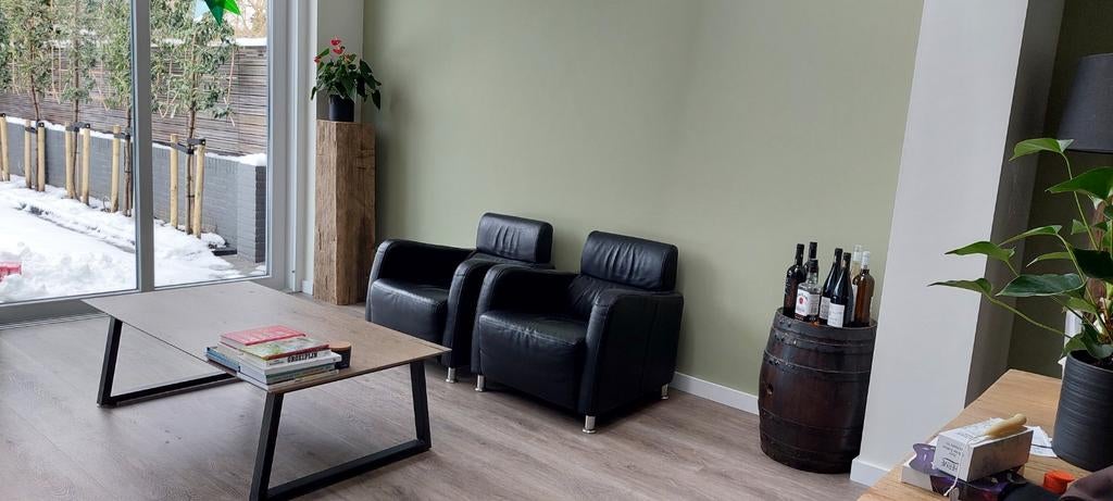 2 Marinelli zwart lederen relax fauteuils, Huis en Inrichting, Fauteuils, Ophalen, Zo goed als nieuw, Luxe, Modern, Comfort, 75 tot 100 cm