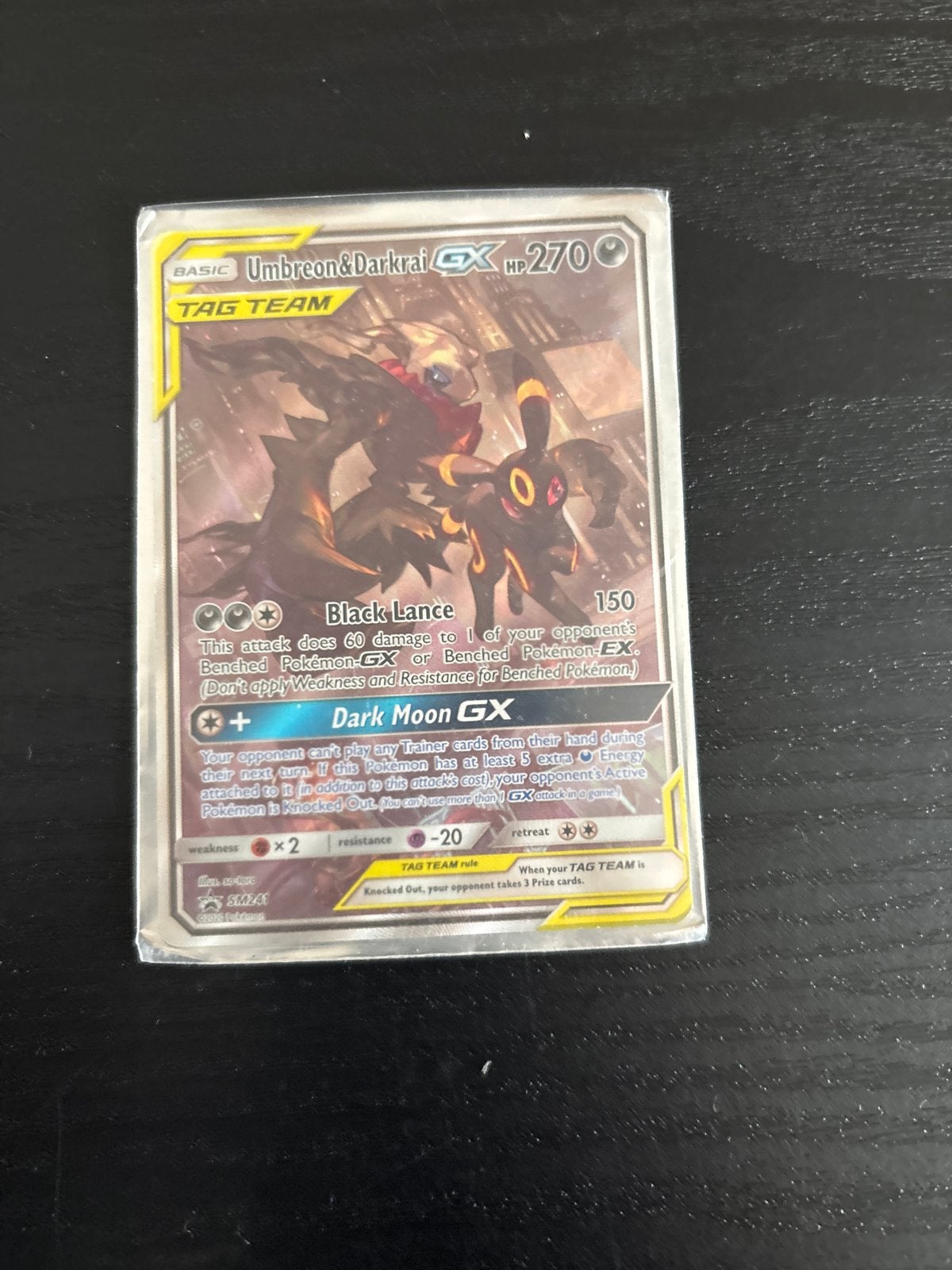 Umbreon & Darkrai GX TAG TEAM Pokémon Kaart, Ophalen of Verzenden, Gebruikt, Losse kaart