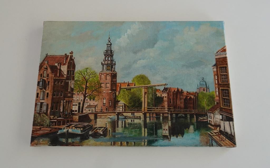 Klassiek Schilderij van Montelbaanstoren in Amsterdam, Ophalen